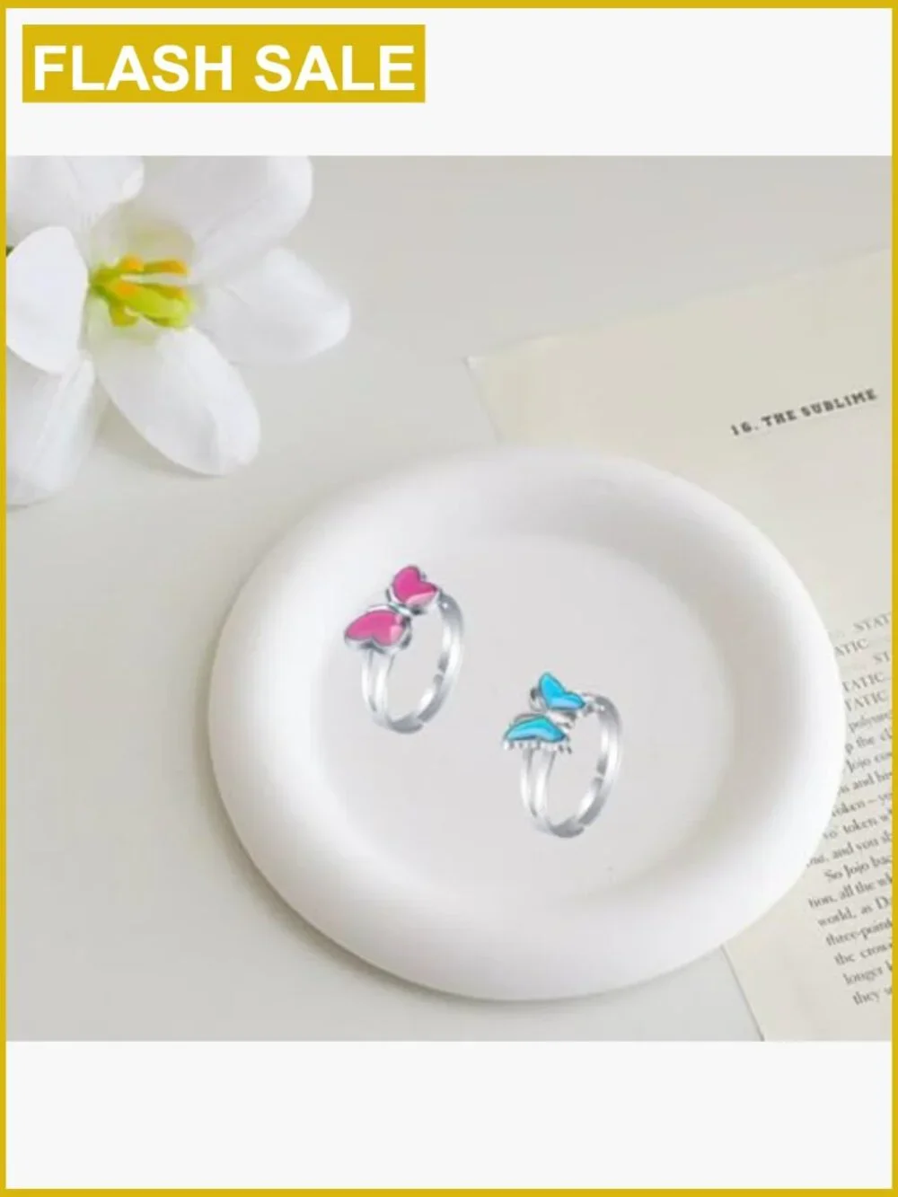 2 Pcs Mood Ring Set - Color Change Temperature Sensitive Adjustable Alloy Rings